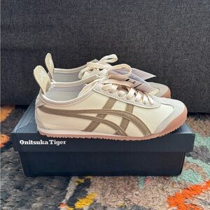 Onitsuka Tiger by Asics Cream and Tan Sneakers